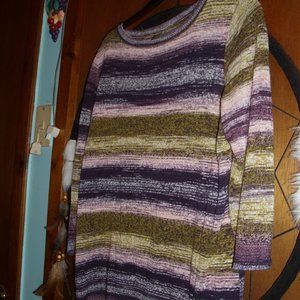 size xl loft blouse purple green striped. long sleeved